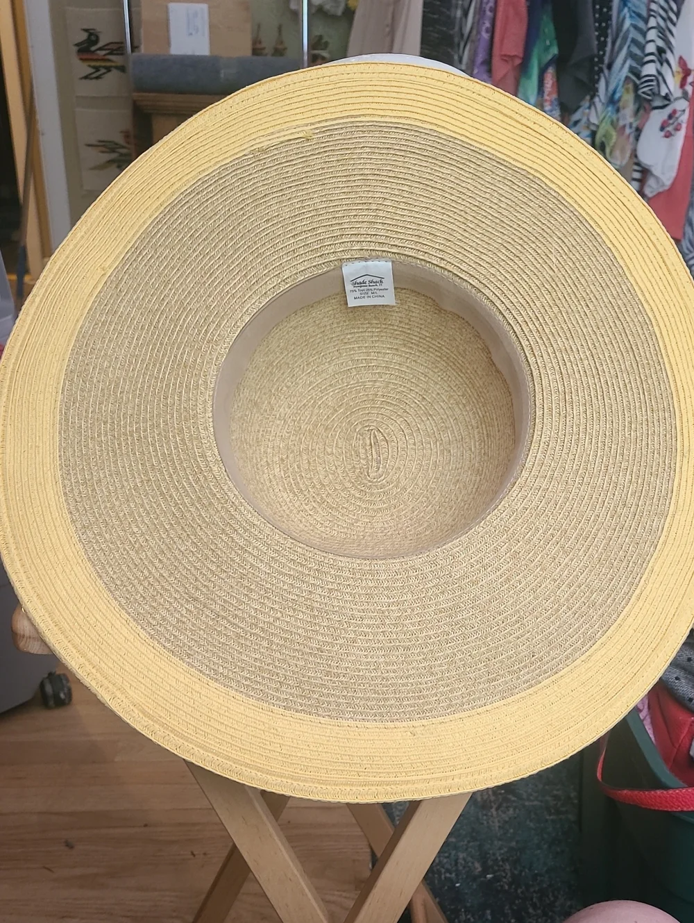 Women's Wide-Brim Straw Sun Hat with Yellow Trim